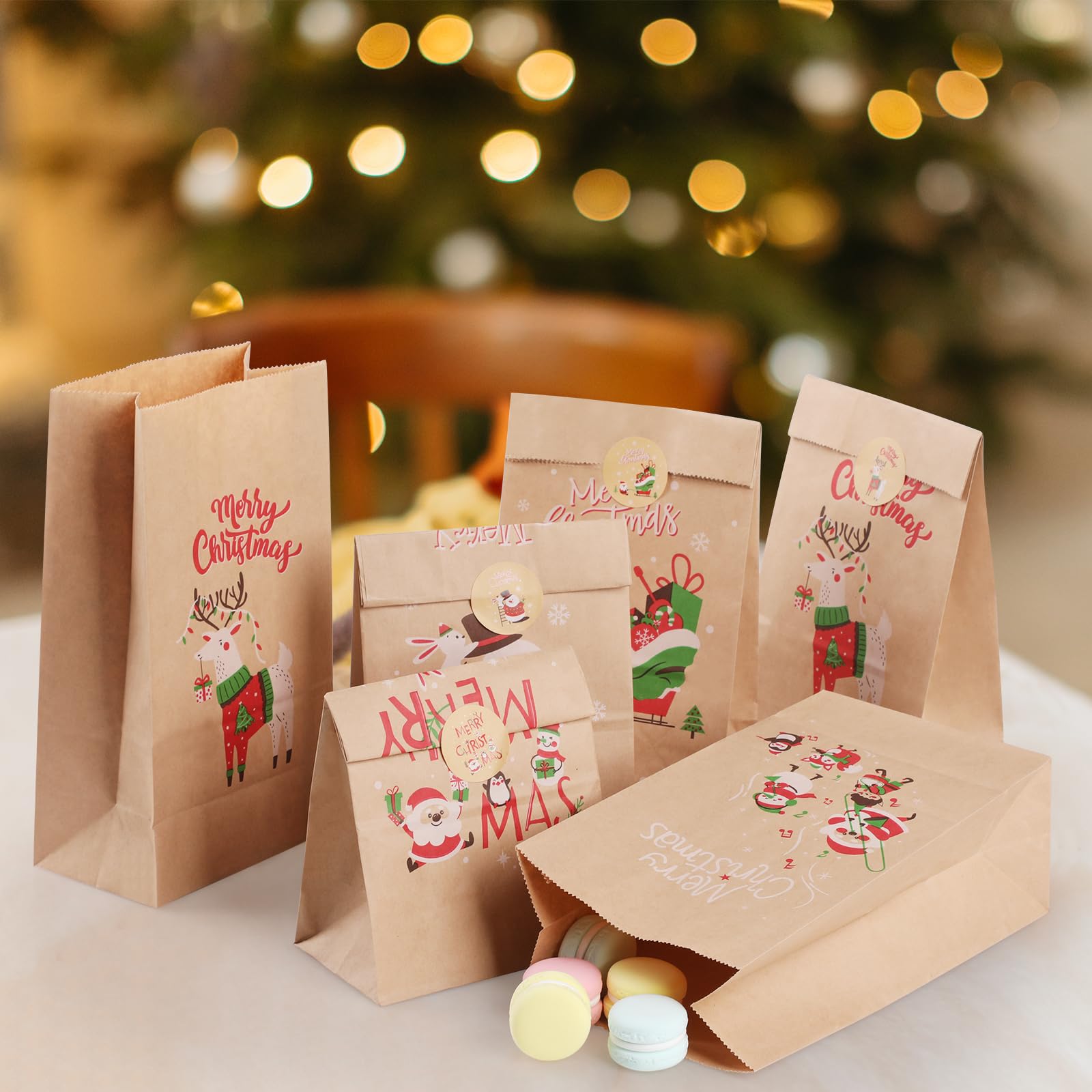 24 Sacchetti Regalo Natalizi In Carta Kraft: Per Biscotti, Caramelle E Piccoli Regali