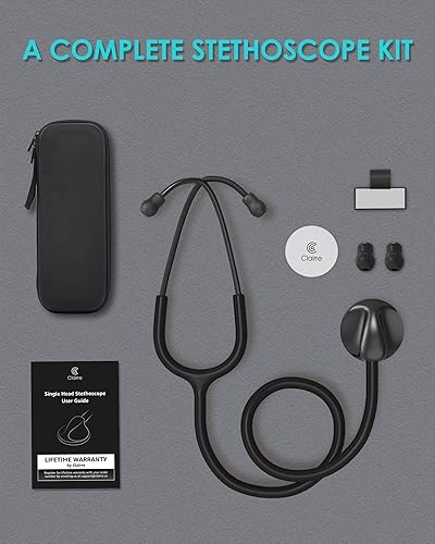 Miniatura 3 de Estetoscopio de una sola cabeza para médicosenfermerasestudiantes de enfermería, para uso médico y doméstico (tubo negro, sin estuche EVA)