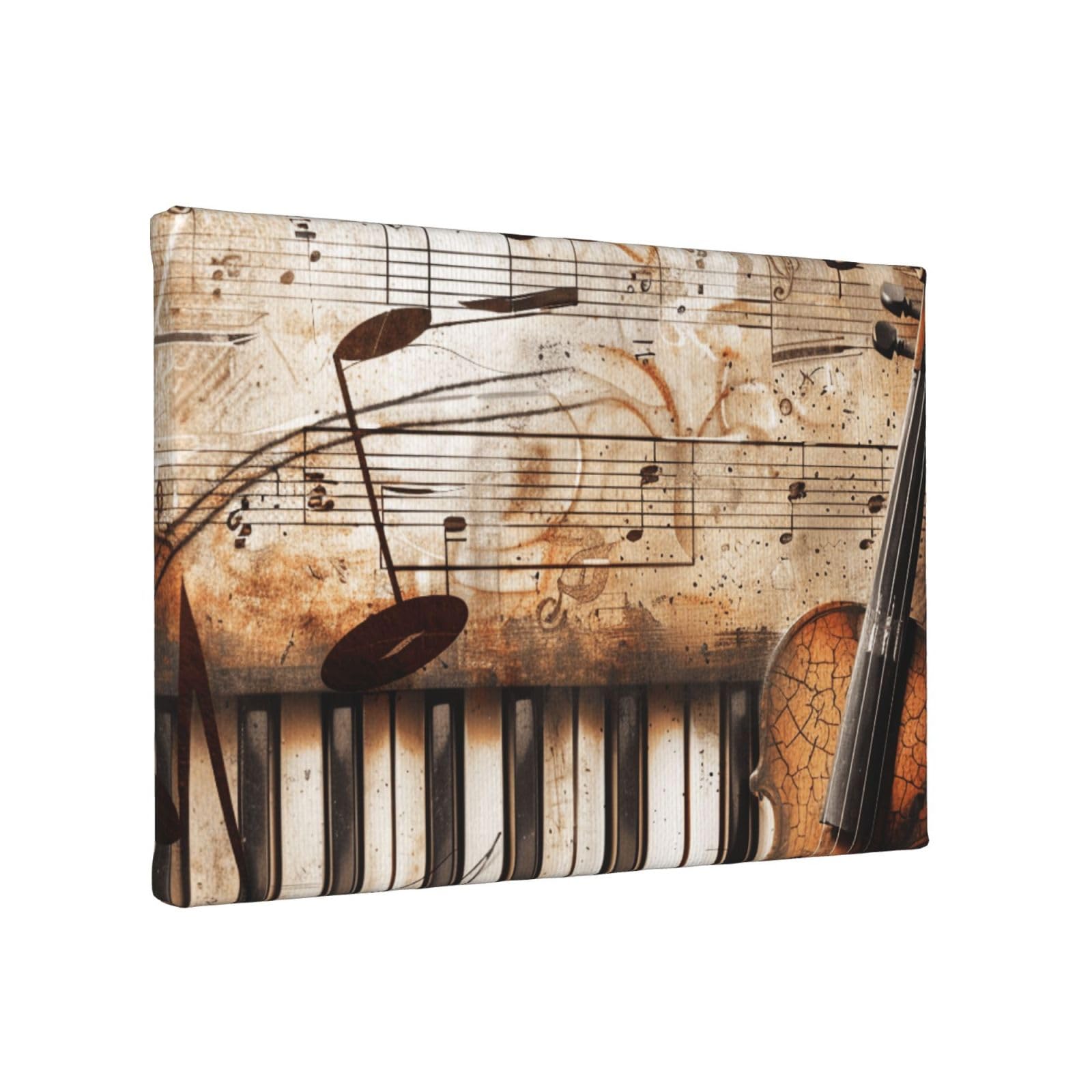 YKLJG Piano Violin Music Notes Printed Wall Art Canvas Painting 30x20 CM Wooden Framed Picture Painting Artwork Prints for Bedroom Kitchen Home Office Decor