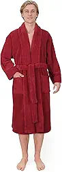 American Soft Linen Roupão de banho masculino de luxo, macio, quente, leve, de pelúcia para homens, aconchegante, absorvente, spa, hotel de qualidade, Vermelho, XX-Large