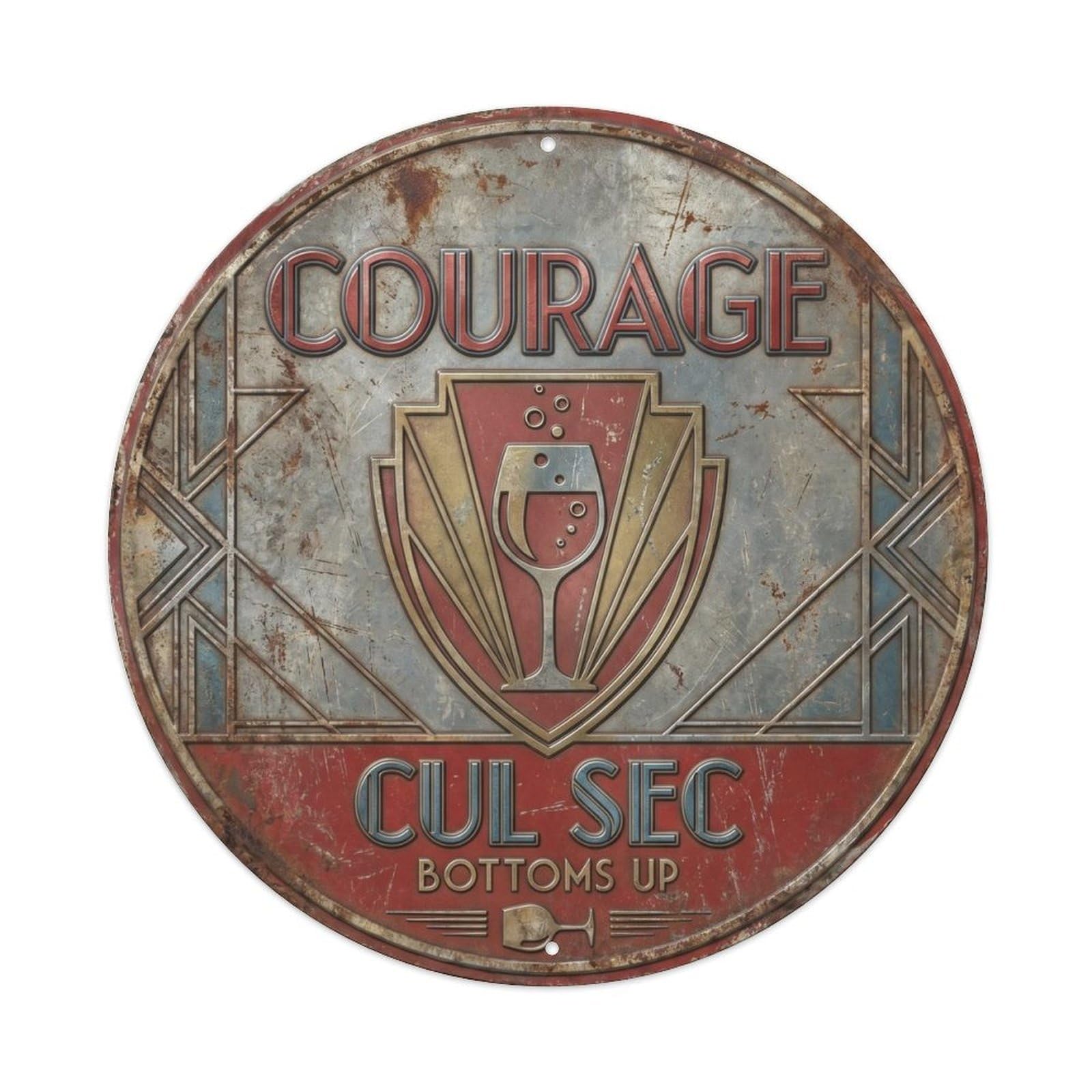 Courage Humorous Lounge Courage Metal Tin Sign