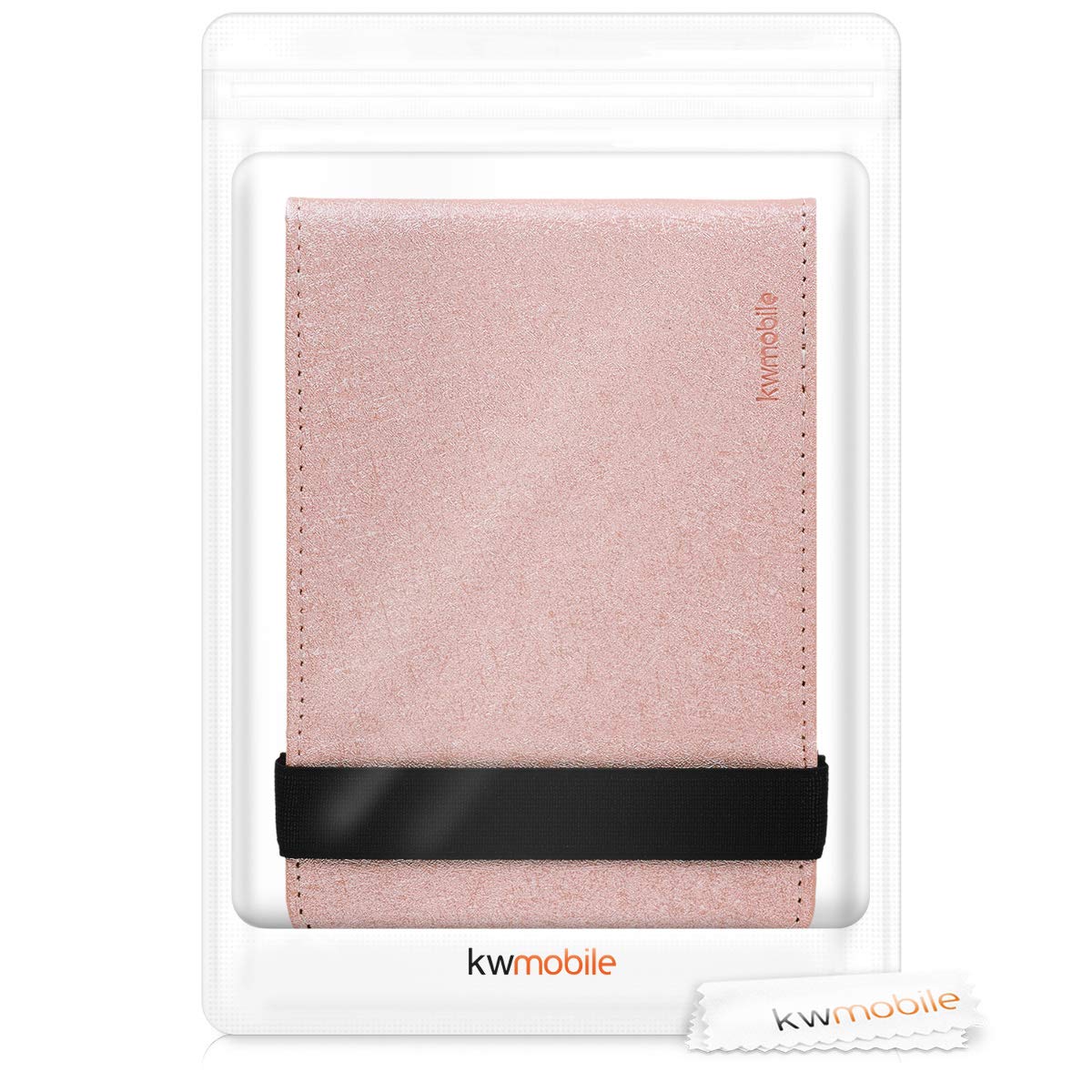 kwmobile Etui do Pocketbook Touch Lux 4/5/Touch HD 3/Color (2020)/ Vivlio Lux 5 - Etui z paskiem + stojakiem - Różowe złoto
