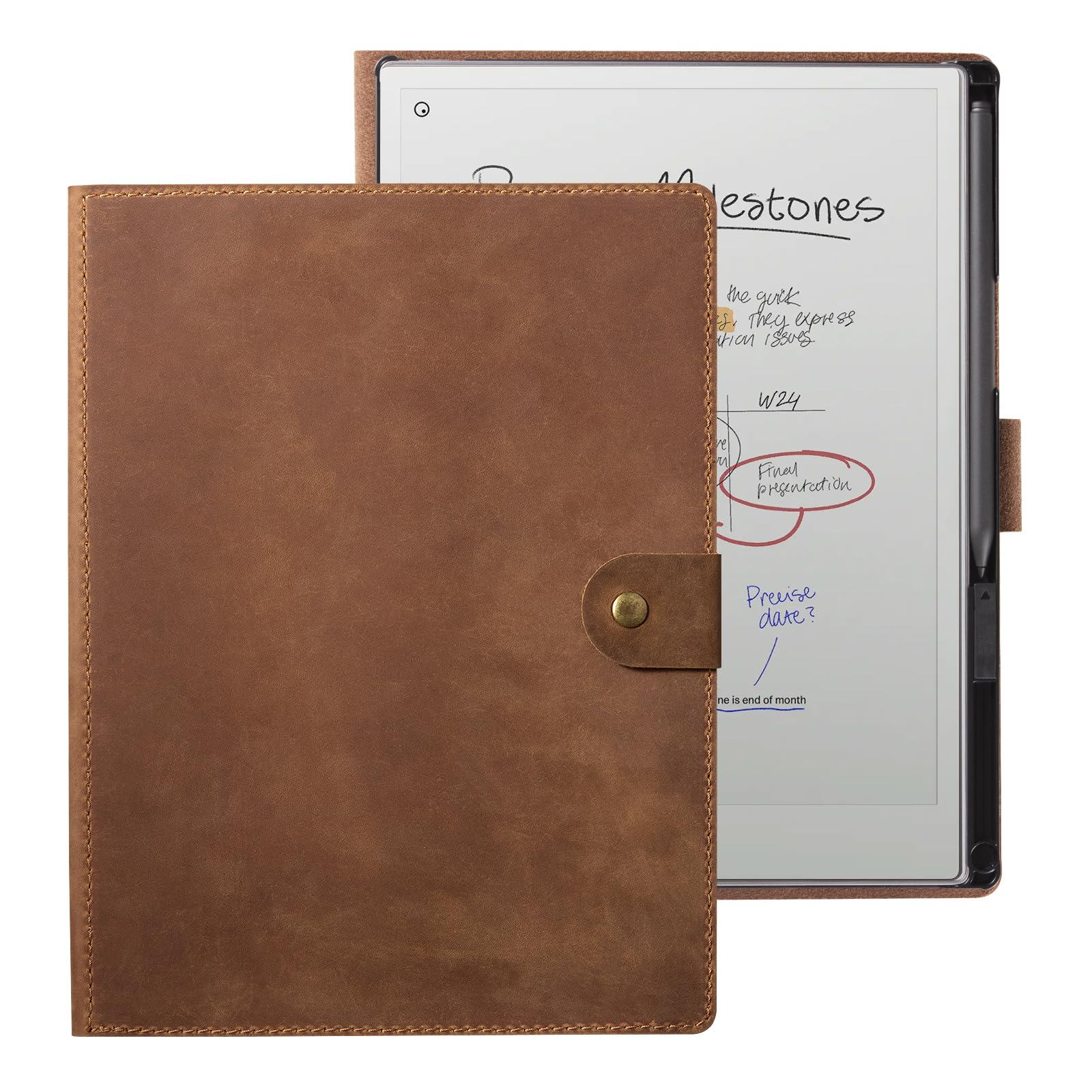 Photo 1 of CoBak Genuine Leather Case for Remarkable Paper Pro Color Tablet 11.8" 2024 Released- Smart Auto Sleep/Wake Folio Lightweight Protective Cover with Built-in Pen Holder and Nibs Holder