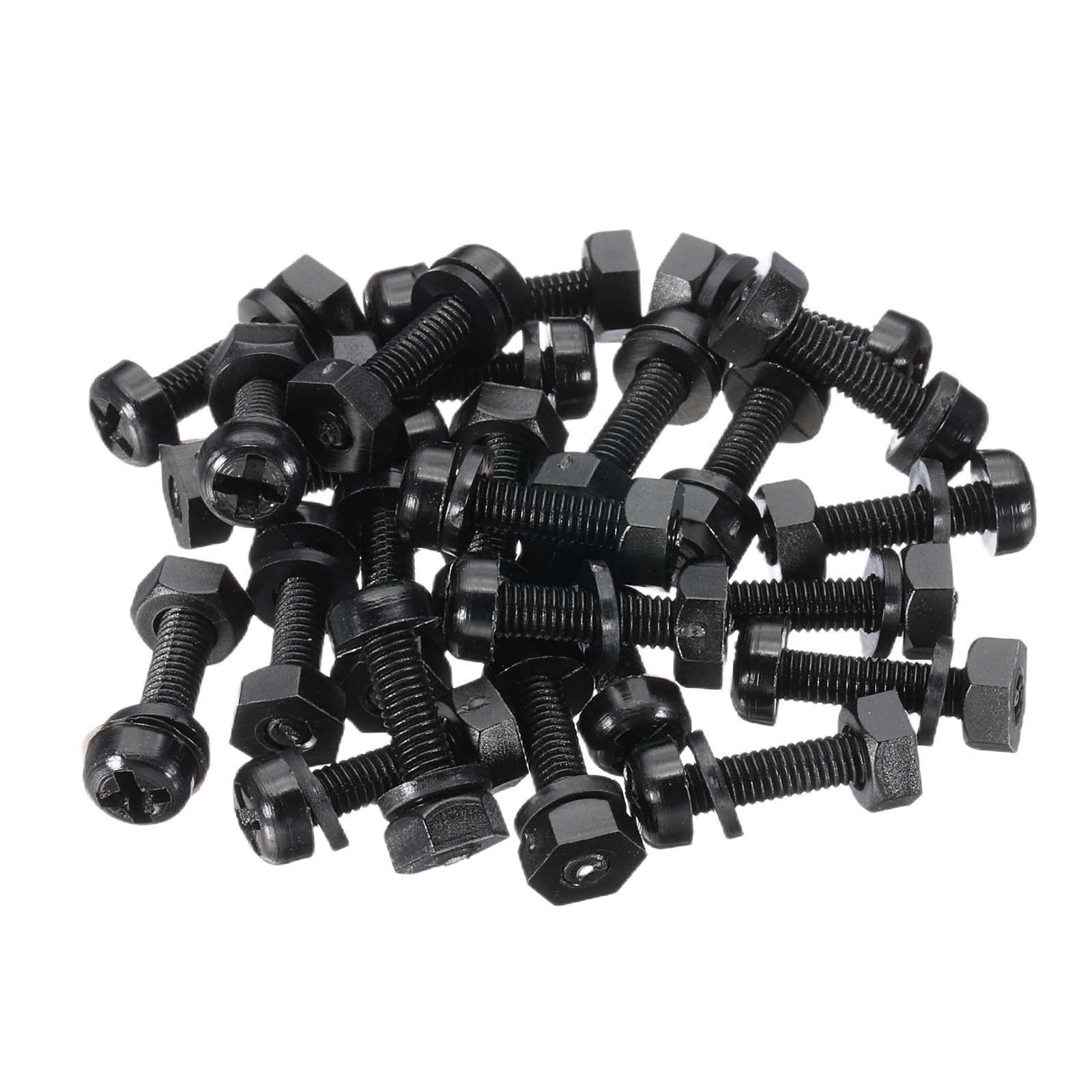 PATIKIL M3x12mm Black Nylon Bolts Plastic Nuts Full Thread Head Screws, 24 Pcs