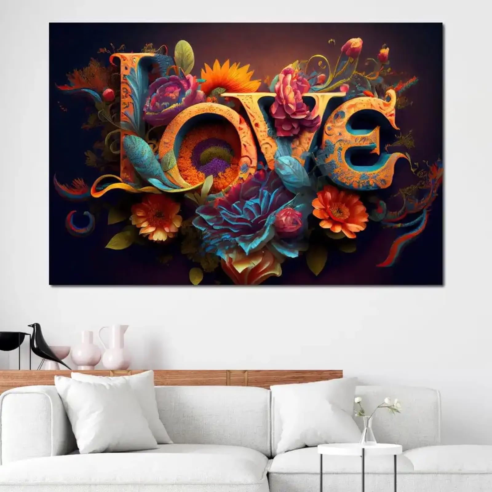 Decoration interieure chaleureuse tableau coeur romantique encadre - 7