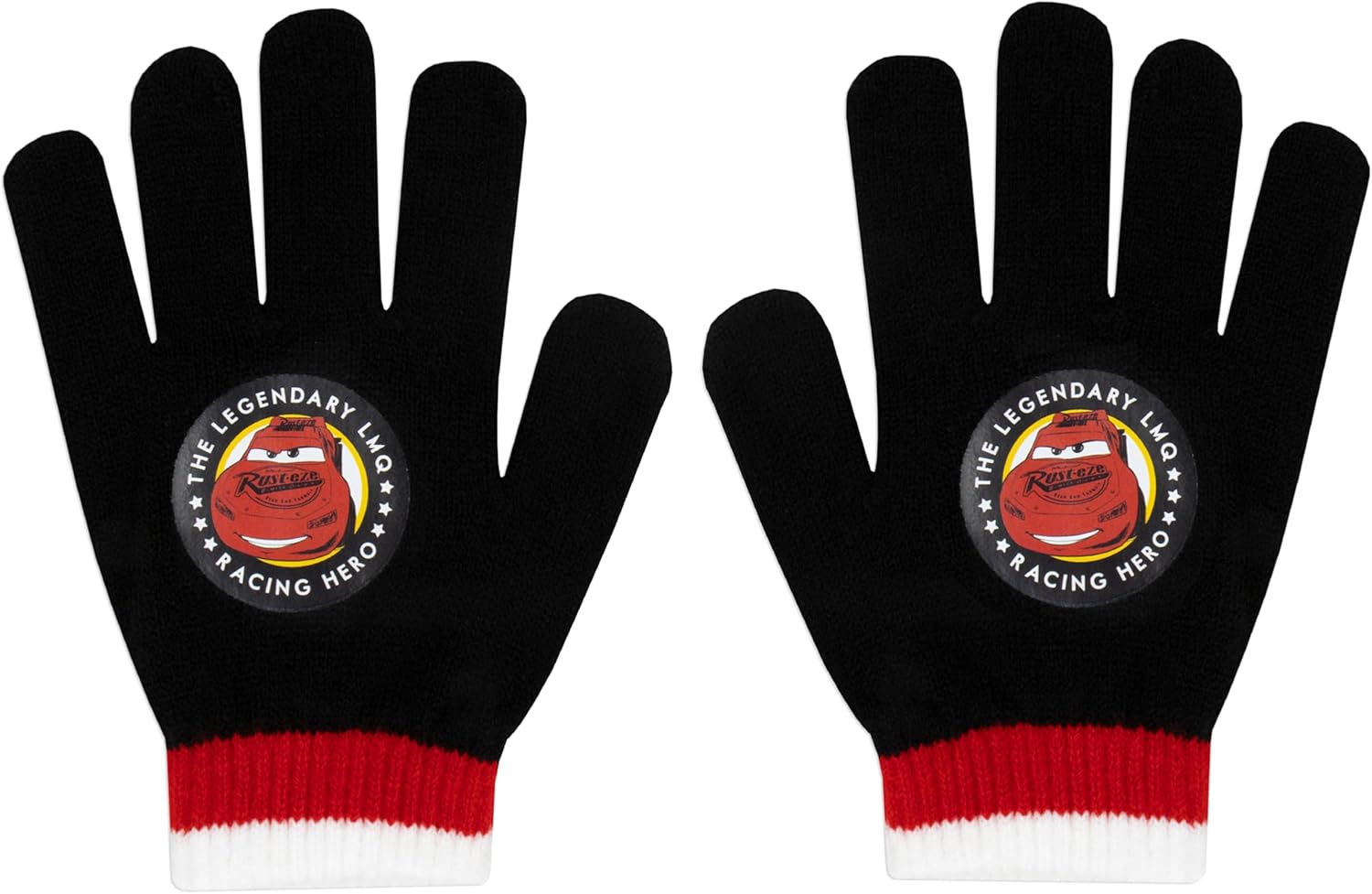 Disney Hat And Gloves Set | Lightning McQueen Boys Winter Set | Boys Winter Gloves And Hat Set | One Size Black