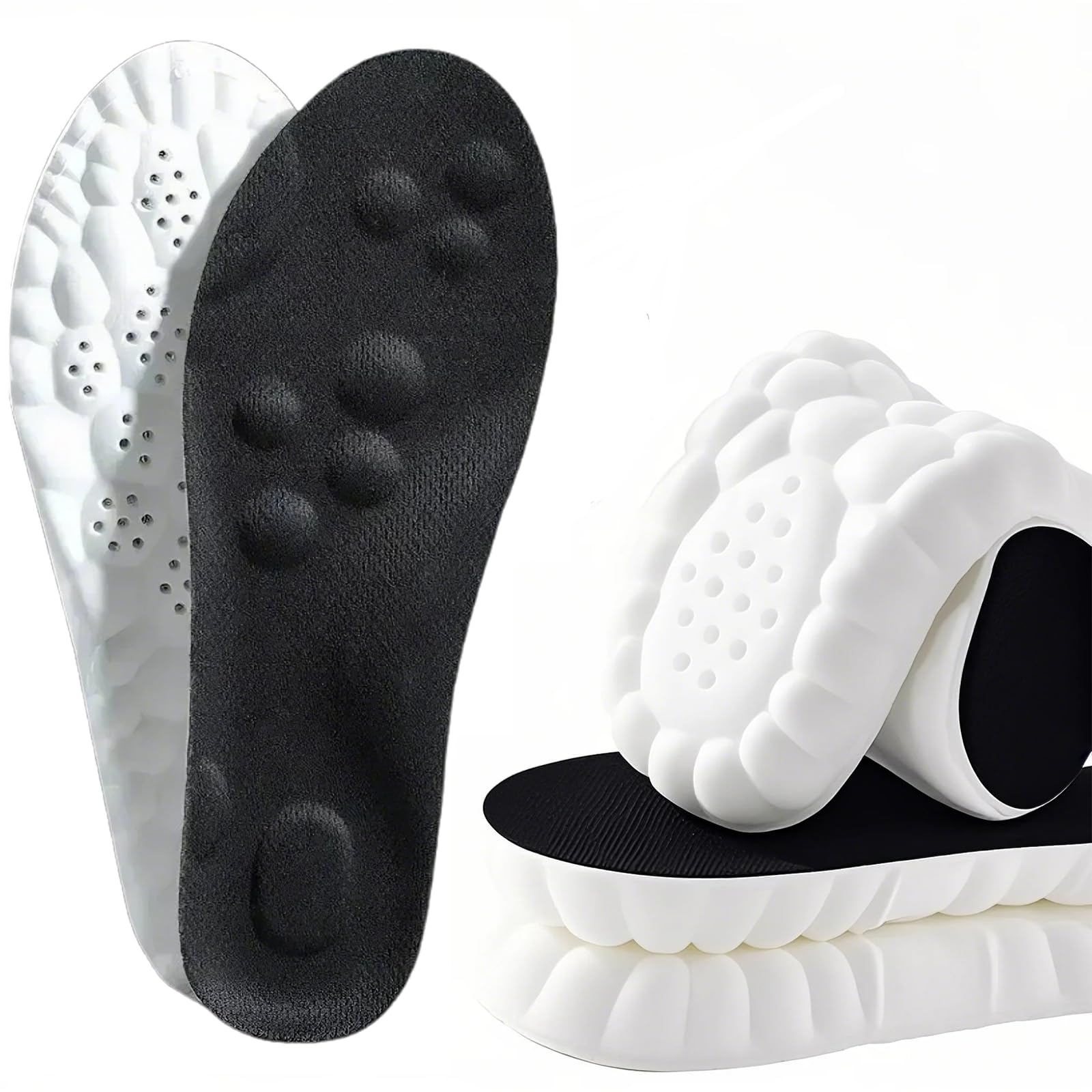 Cloud Soles Memory Foam Insoles for Men/Women - Arch Support Shoe Inserts with Acupressure Massage Foot Pain Relief &amp; Fatigue Reduction for Sports/Running(US-Unisex-8-8.5)