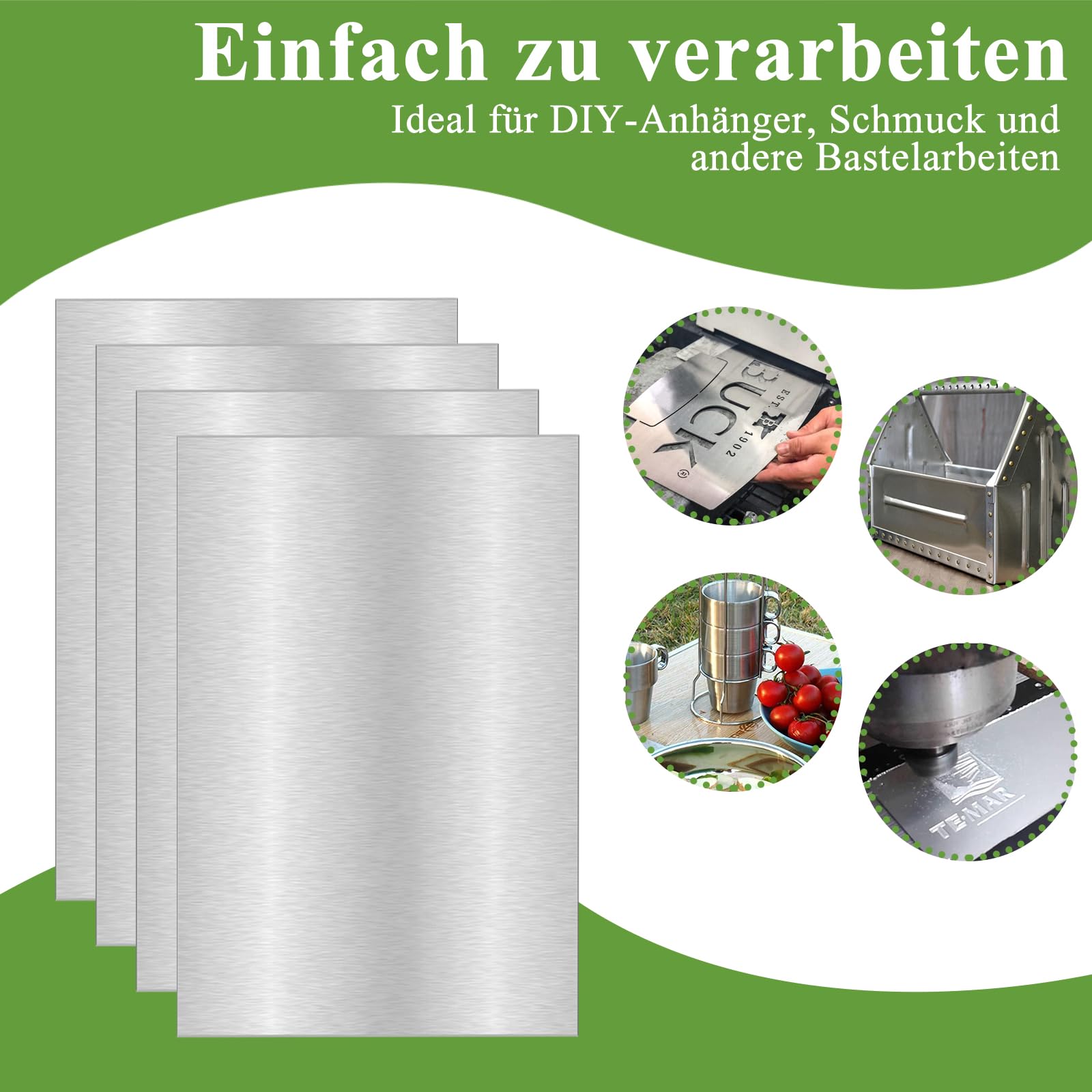 4 Stk Aluplatten 6061 Aluminiumblech 30 * 20cm Aluminium Platte 2mm Aluminiumblech mit beidseitiger Schutzfolie Aluminium Blech für Modellbau Messebau Diy Handwerk