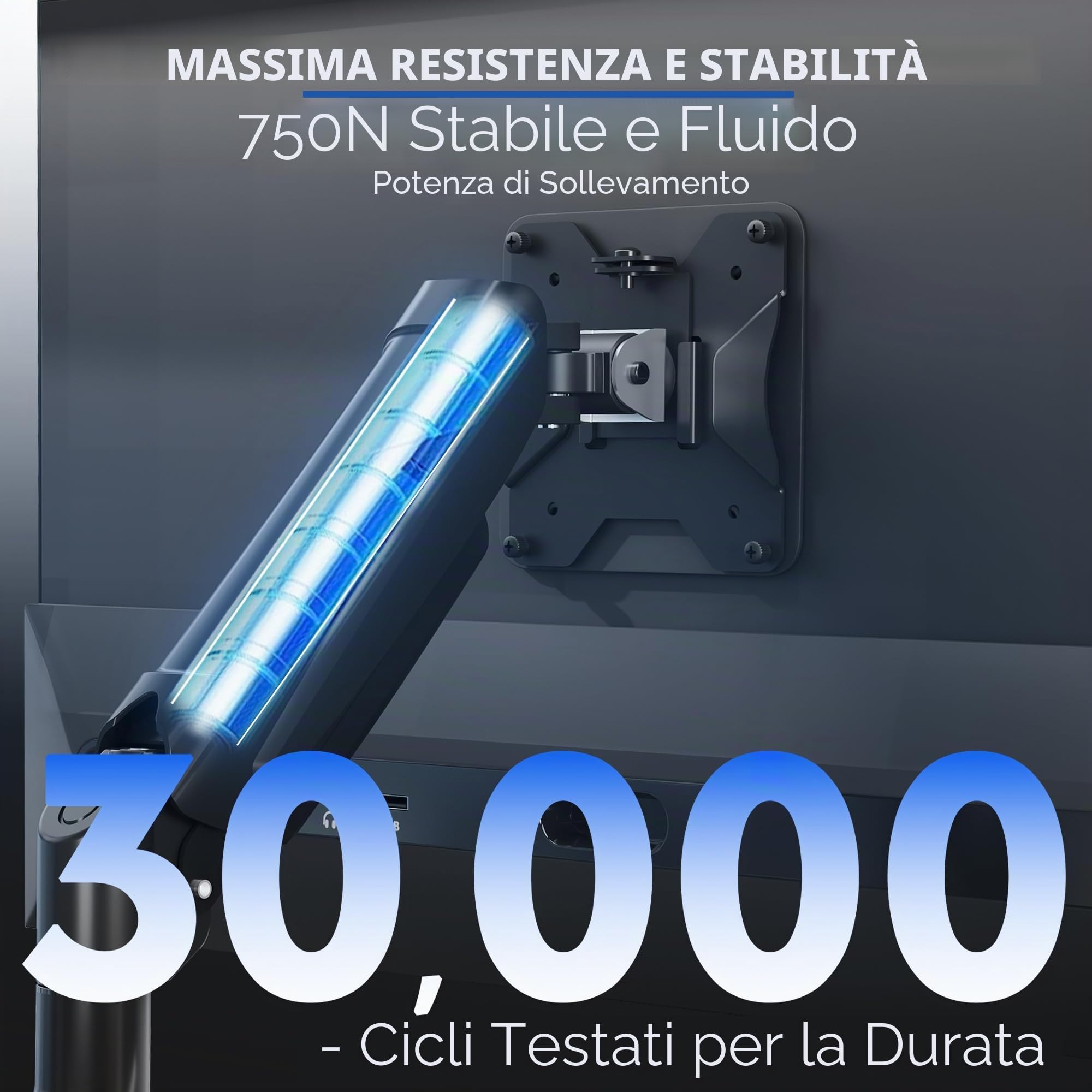 BONTEC Supporto per monitor 13-32 Pollici con braccio monitor a molla a gas regolabile, compatibile con monitor gaming e schermo PC fino a 9 kg, VESA 75/100 mm, rotazione 360°, altezza regolabile