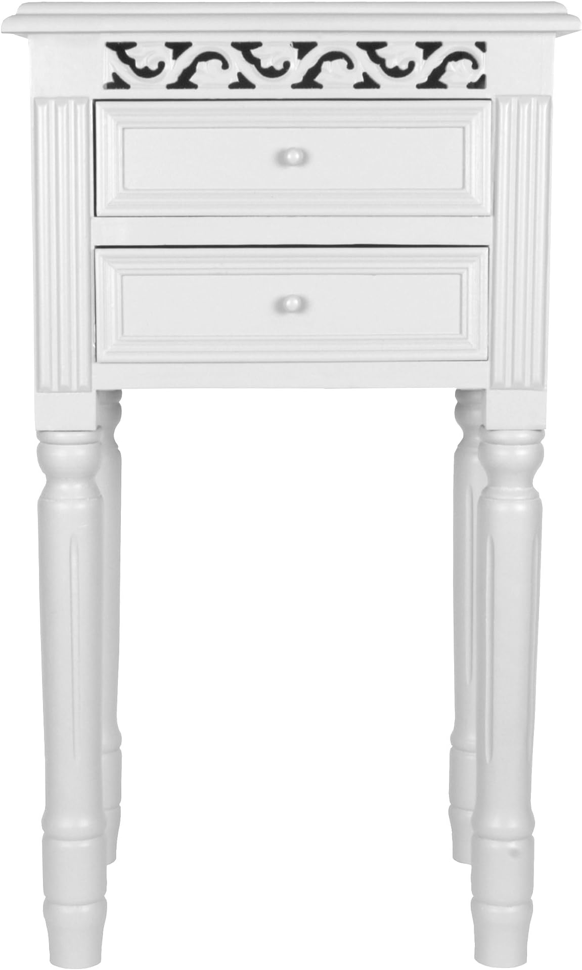 Pretty White Bedside Table with Drawers.