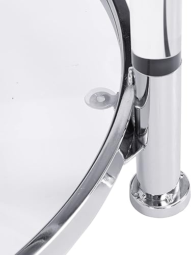 Miniatura 8 de Mbolyeer Mesa auxiliar plateada contemporánea, mesa auxiliar de 22 pulgadas con parte superior de vidrio templado, mesa auxiliar cromada para sala