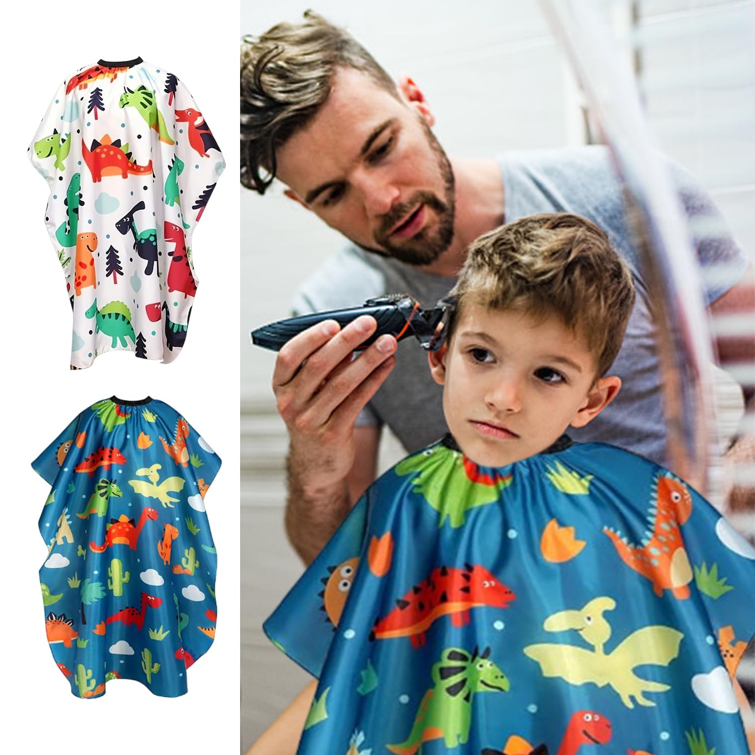 3 Pezzi Di Taglio Di Capelli Per Bambini, 1 Pezzo Di Pettine Liscia, 1 Pennello, Cappuccio Impermeabile, Acconciature A Motivi Cartoni Animati, Cappuccio Per Capelli In Uno Stile Divertente.