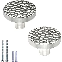 Silver Cabinet Knobs, 2pcs Zinc Alloy Drawer Knob Round Cabinet Kitchen Handle Silver Door Dresser Knob for Kitchen Cupboard Door