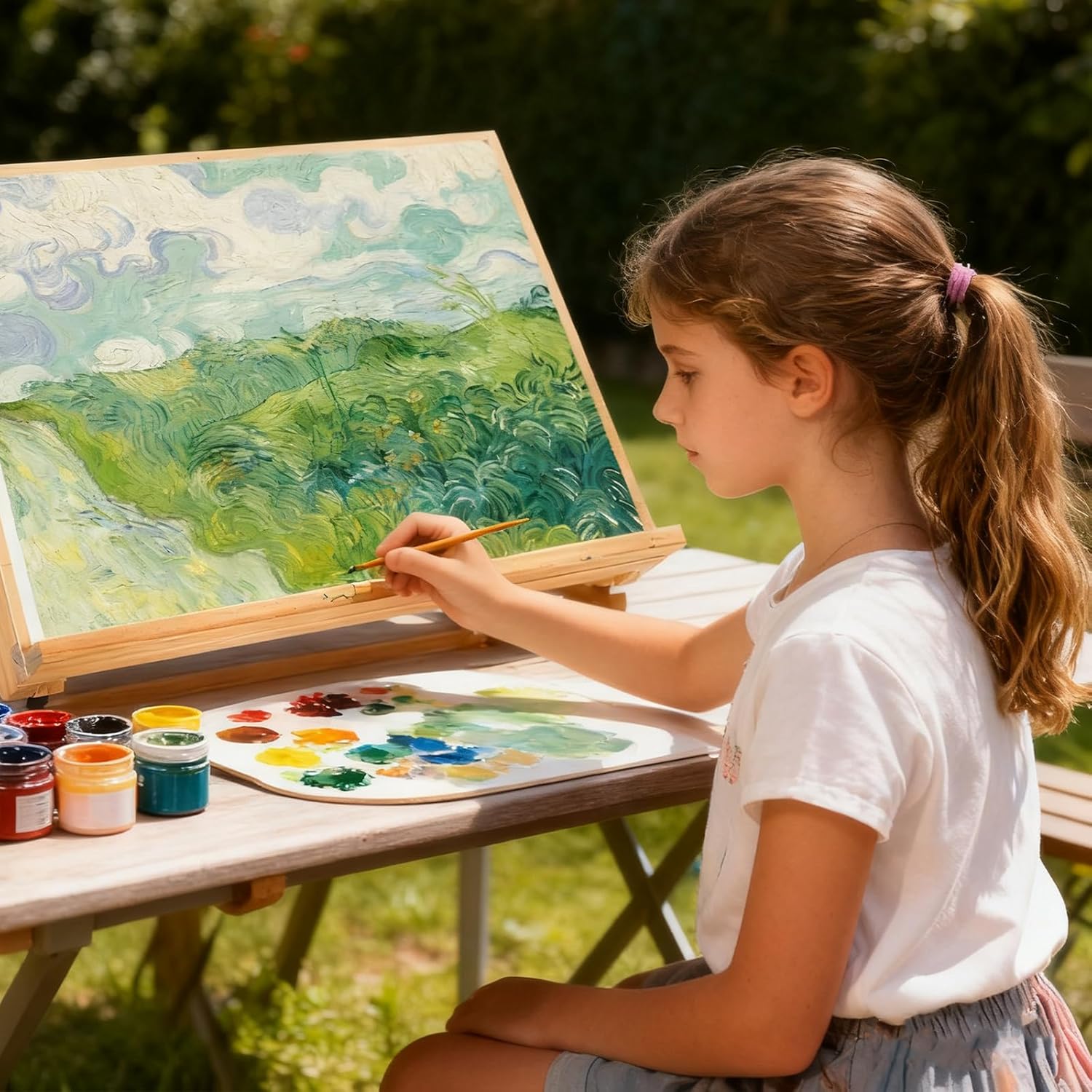 2PCS Tabletop Easel for Painting 17.7"x11.8" Adjustable Angle Portable Easel Tabletop Wooden Easel Stand for Canvas Book Artwords Display