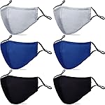 PAGE ONE Reusable Cloth Face Masks Washable Adjustable Breathable Cotton Face Mask for Women Men/6PC