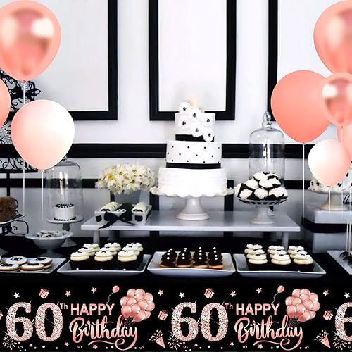 Miniatura 18 de Paquete de 3 manteles de oro rosa Happy Thirty – Suministros para fiesta de cumpleaños 30, decoración de mantel rectangular desechable de plástico