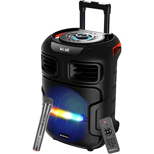 ZEBRONICS Thump 350 Trolley Party DJ Speaker, 40 Watts, Supports Bluetooth, USB, mSD, AUX, Karaoke Function, TWS, Wireless Mic, Up to 12h Backup, RGB Lights