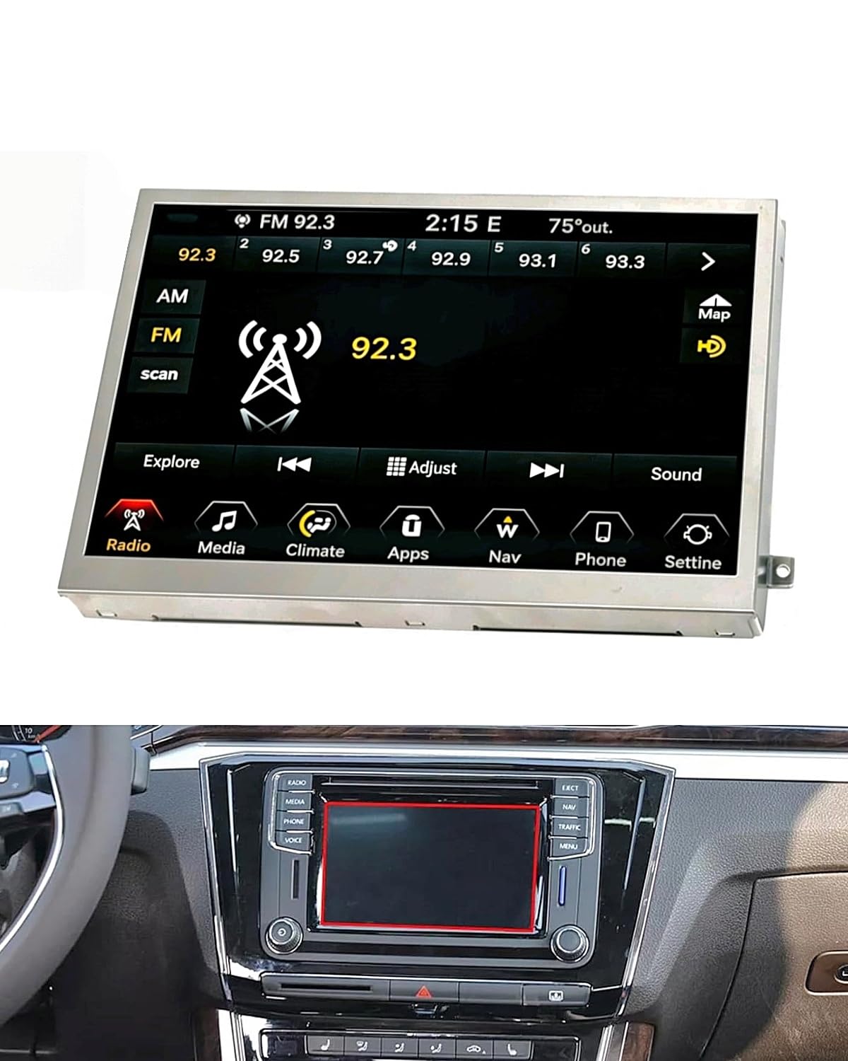 Photo 1 of TepHnf 6.5" LCD Display Touch Screen for Volkswagen Magotan Scirocco Golf Polo Tiguan Jetta Passat Skoda TDO-WVGA0633F00045 TDOWVGA0633F00039 MIB STD2 MIB200 682 Navigation Radio Replacement Display