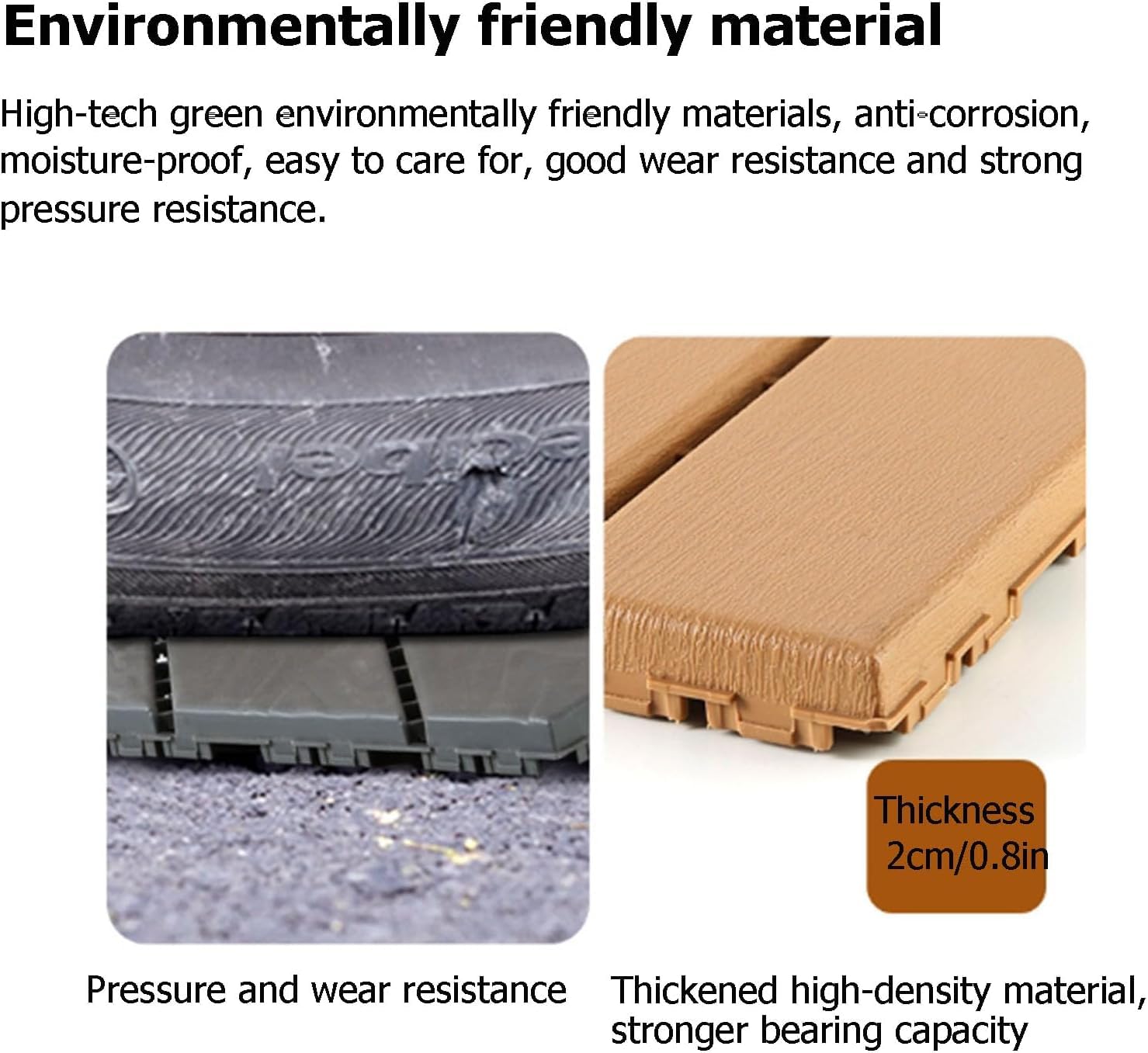 Dalles et lames de terrasse en composite, Dalles de terrasse à emboîtement de drainage Patio multicolore 30x30x2cm 27 pcs(Wood Color)