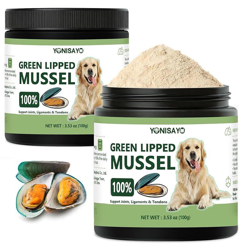 Suplemento de Mexilhão Verde da Nova Zelândia em Pó para Cães e Gatos yonisayo – Pacote com 2, 200 g
