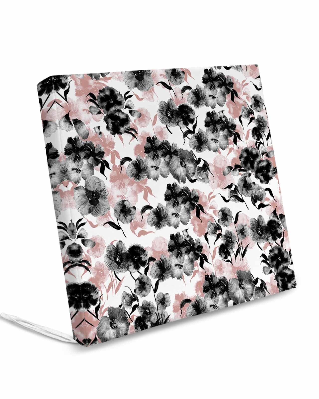 Pinroote Red Botanical Patio Cushion Covers, Outdoor Cushion Covers Waterproof Seat Cushion Slipcovers, Watercolor Black Spring Summer Floral Elegant Chair Cushion Cover 20