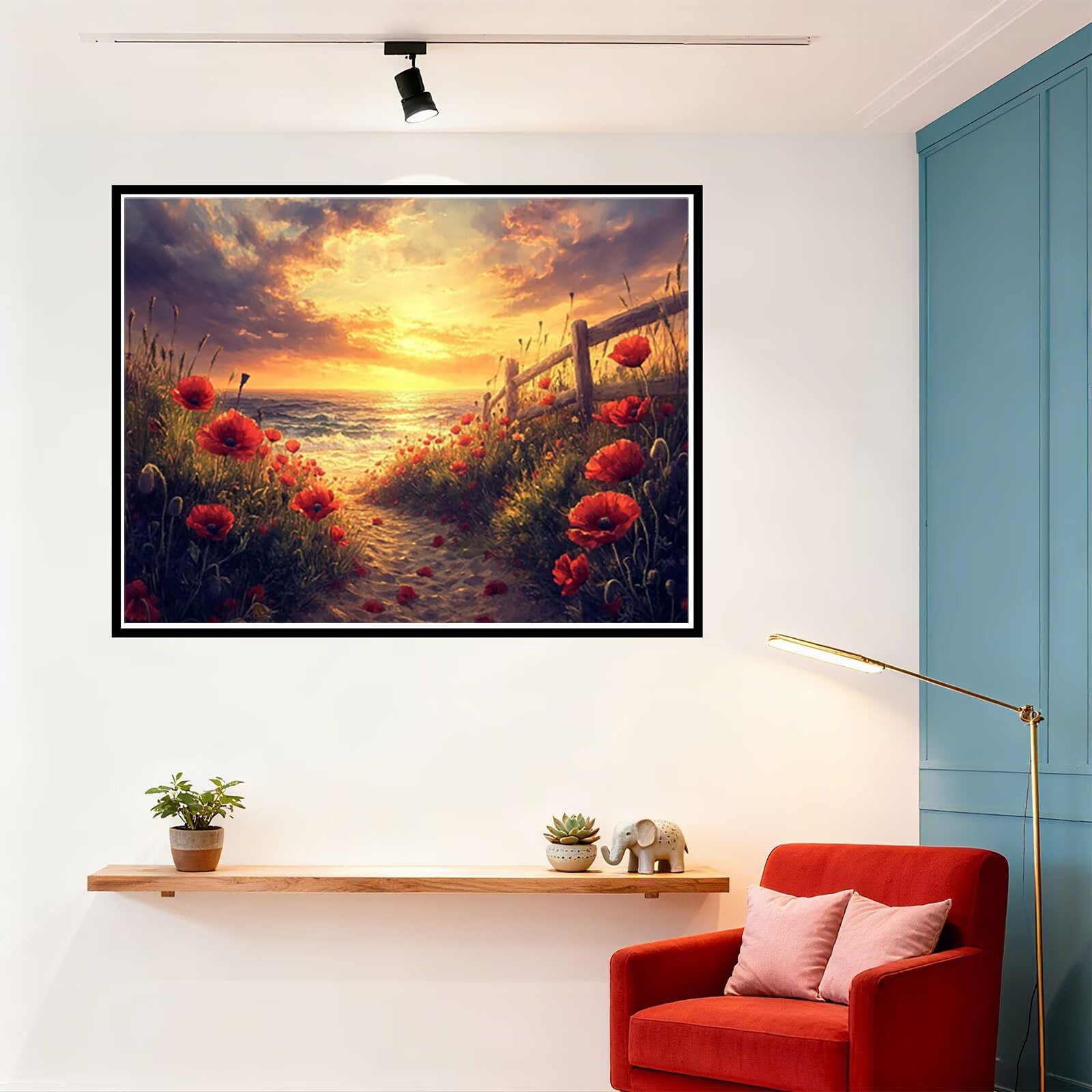Peinture Numero Adulte Coucher de Soleil Coloriage par Numero Adulte Mer DIY Paint by Numbers, avec Pinceaux Peinture Loisir Creatif Enfant Cadeau Femme, Pour Decoration Maison Murale 60x80cm H - 943