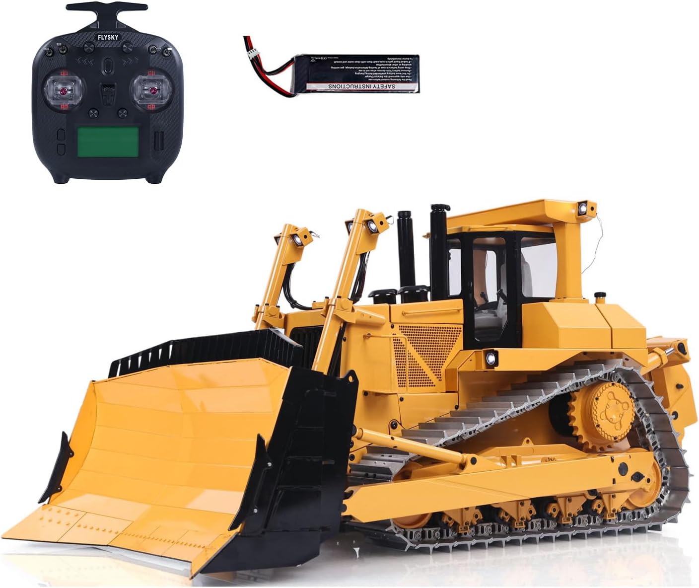 TOUCAN RC HOBBY Metal 1/14 RC Hydraulic Bulldozer DXR2 Remote Control Engineering Vehicle JDM-98 Ultra 4CH Valve Lights Sounds Battery Charger