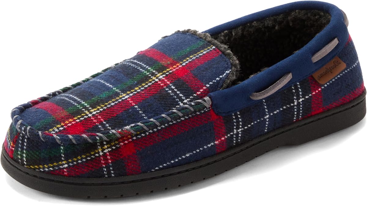 Zapatos de casa tipo mocasín Keaton para hombre con espuma viscoelástica, zapatillas de interior con anchos anchos