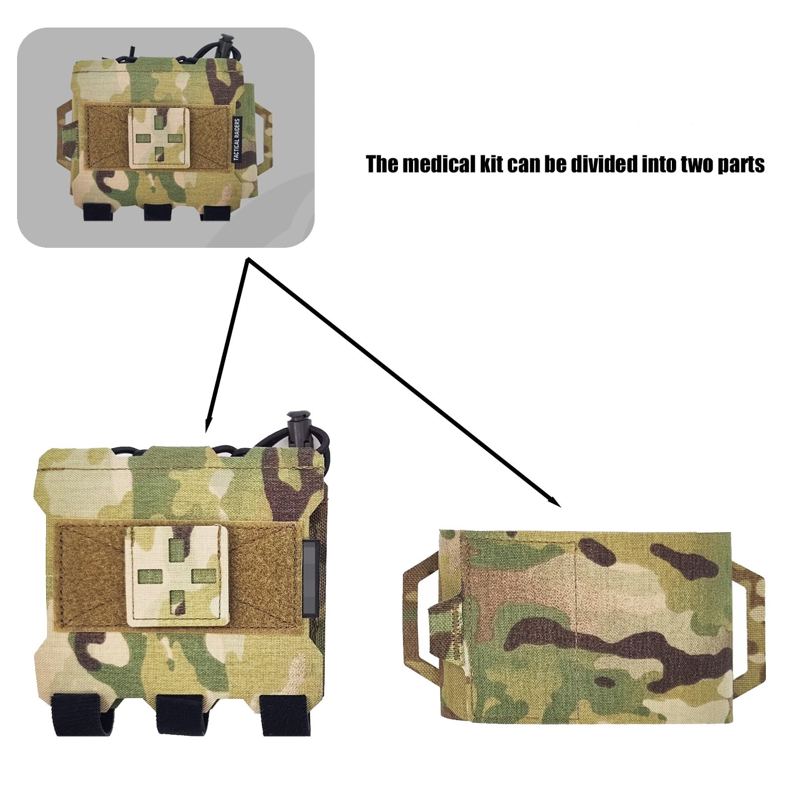 Botiquín Médico Táctico, Botiquín Médico Desmontable IFAK MOLLE Quick Pick de Doble Capa, Airsoft Deportes Al Aire Libre y Caza