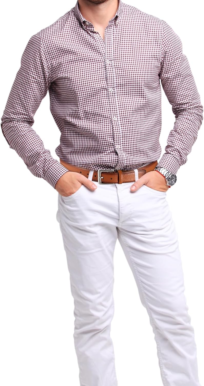 Bighake Men's Genuine Leather Dress Belt, Handmade Leather Jeans Belt for Men Work Business and Casual - Image 4