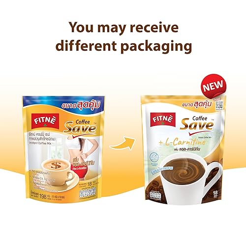 Miniatura 3 de FITNE - Paquetes de café instantáneo 3 en 1 mezcla con L-carnitina para ejercicio de entrenamiento Vitamina B1 B2 B6 Mezcla suave sin azúcar