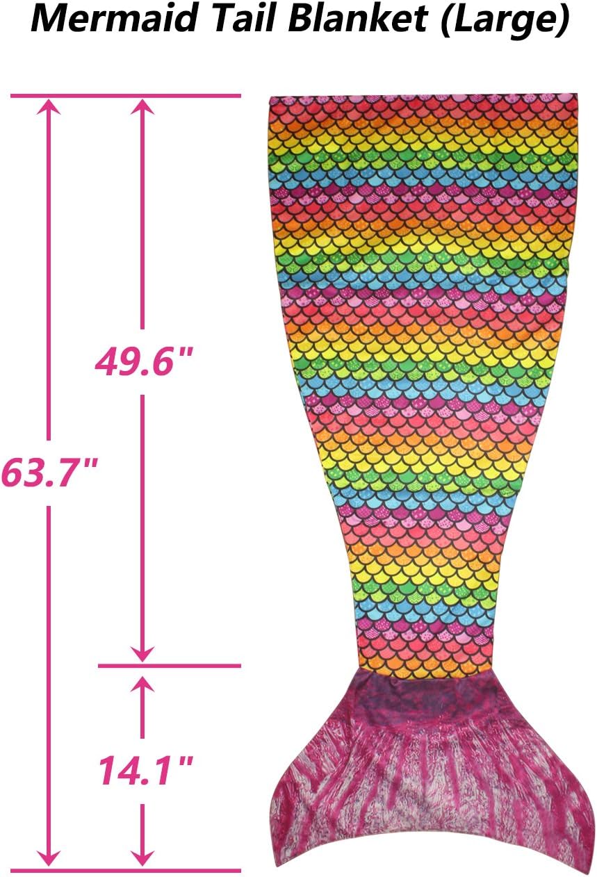 Opall 2018 Latest Cozy Soft Rainbow Mermaid Tail Blanket with Scales Apply on All Seasons (Pink (Large))