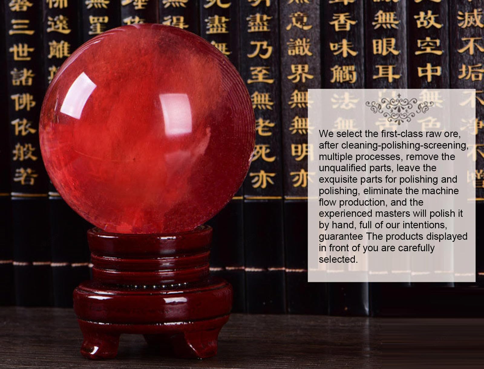 Sfera Di Cristallo Di Quarzo Fuso Rosso Con Supporto | Per Meditazione E Decorazione | Diametro 80mm | Feng Shui - Foto 4