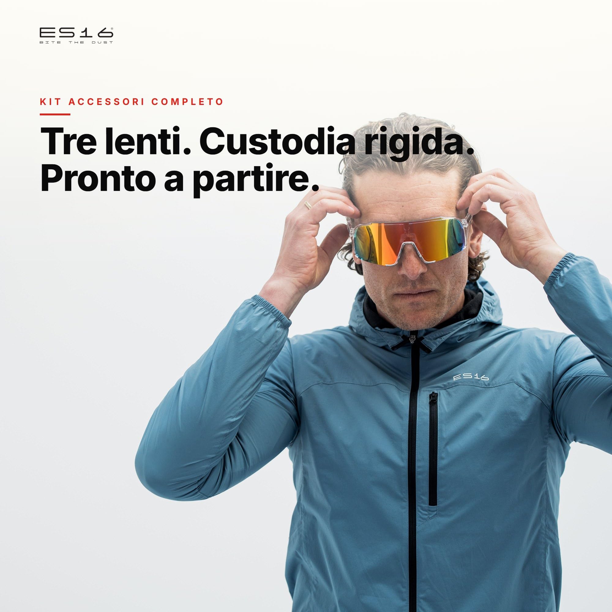 Enzo Occhiali Sportivi da Ciclismo | 3 Lenti Intercambiabili Incluse | Protezione UV Wraparound | Occhiali per Bici da Corsa MTB e Triathlon