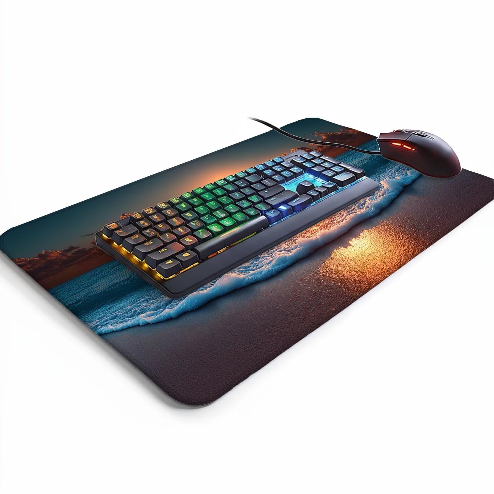Podkładka pod mysz plażowa XXL, 600 x 1400 x 3 mm, wodoodporna, podkładka pod mysz dla graczy, poprawia dokładność i prędkość, akcesoria do gier, laptop, biuro, prezent dla mężczyzn, FSBD-3927