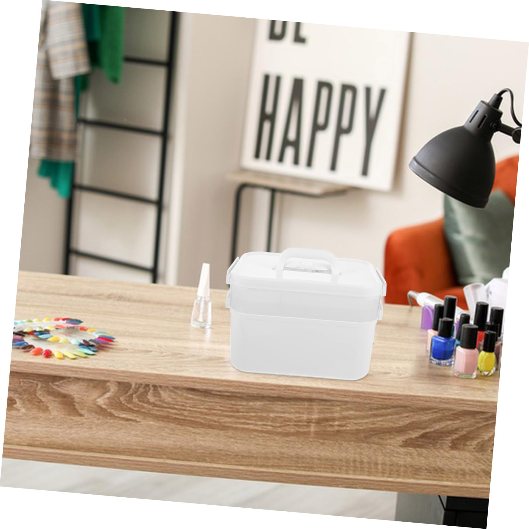 SHERCHPRY 1pezzi Degli Attrezzi Per Nail Art Custodia Per Utensili Per Manicure Scatola Portaoggetti Comoda in Pp Due Strati Maniglia Pratica