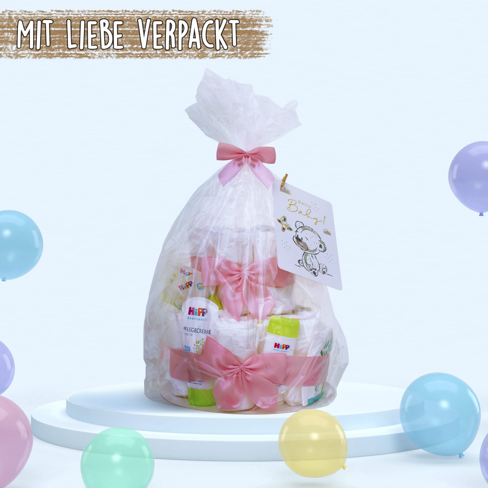 MilaBoo® Gâteau de couches 2 étages garçon bleu Cadeau naissance Baptême