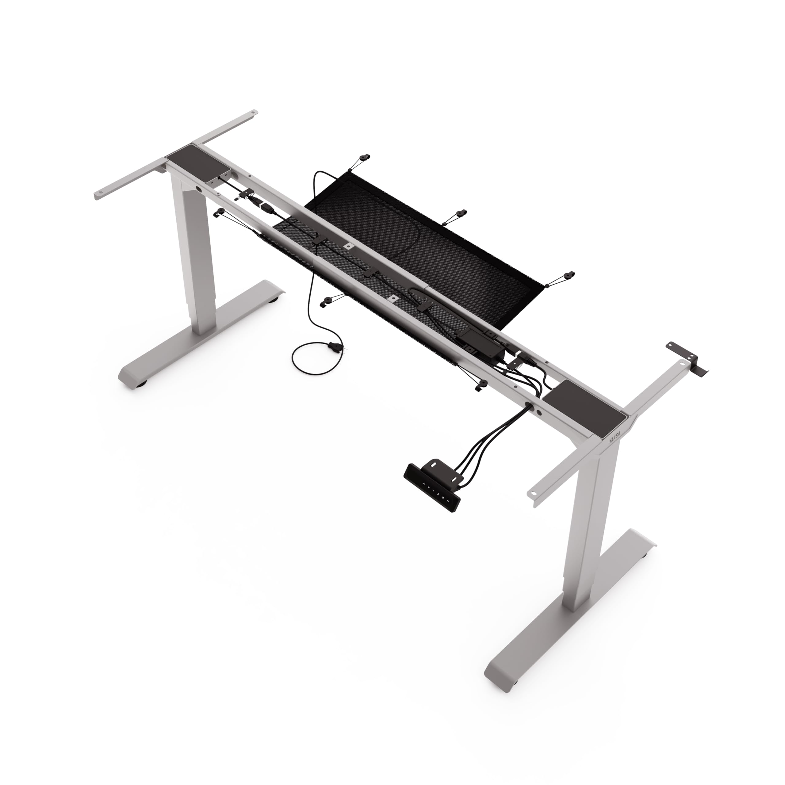 Yaasa Frame Essential Schreibtischgestell Höhenverstellbar, Grau– Für Tischplatten mit 120-190 cm – Touch Handschalter – 4 Speicherfunktionen – Höhenanzeige – Kollisionssensor – Traglast 125 kg
