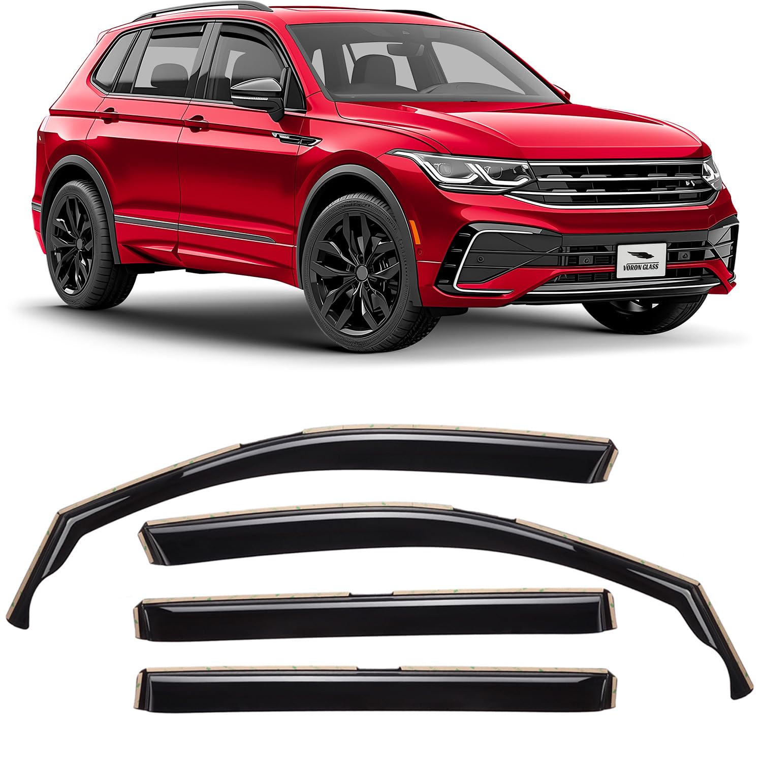 Voron Glass in-Channel Extra Durable Rain Guards for Volkswagen Tiguan 2018-2024, Window Deflectors, Vent Window Visors, 4 Pieces - 220164
