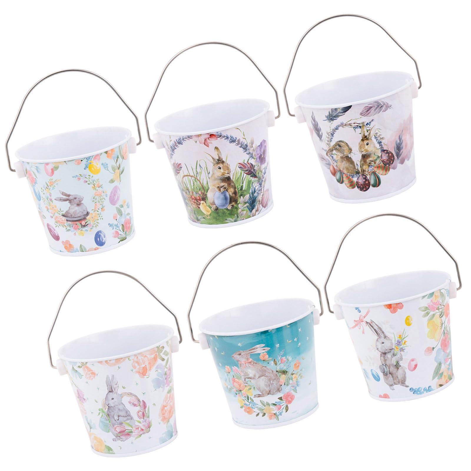 Sbshiouu 6Pcs Festive Spring Tin Candy Holders with Designs Perfect for Parties and Display Holiday Candy Container