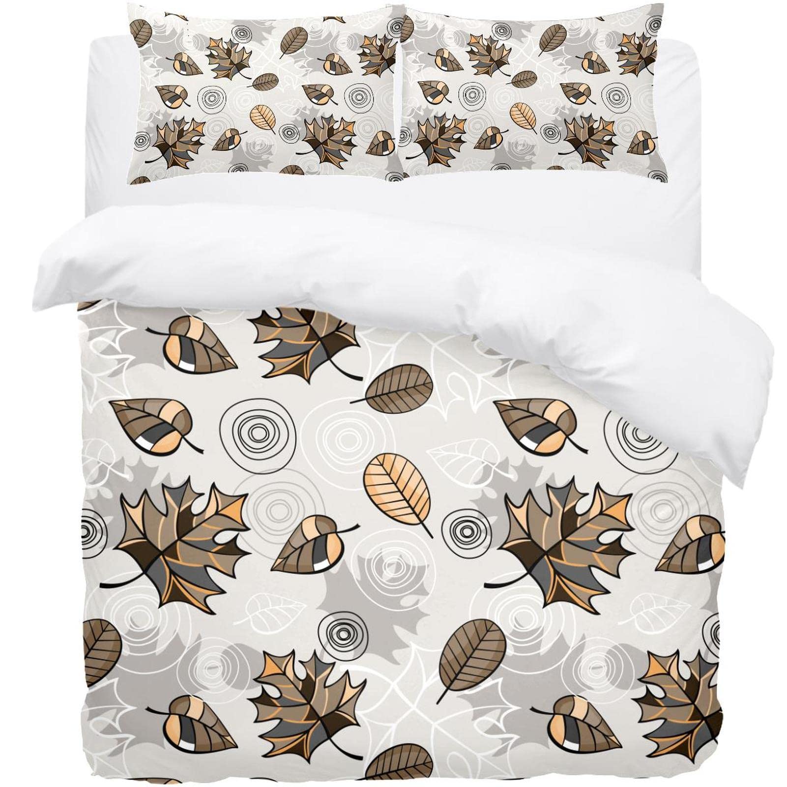Housse de couette avec 2 taies d'oreiller motif floral et érable