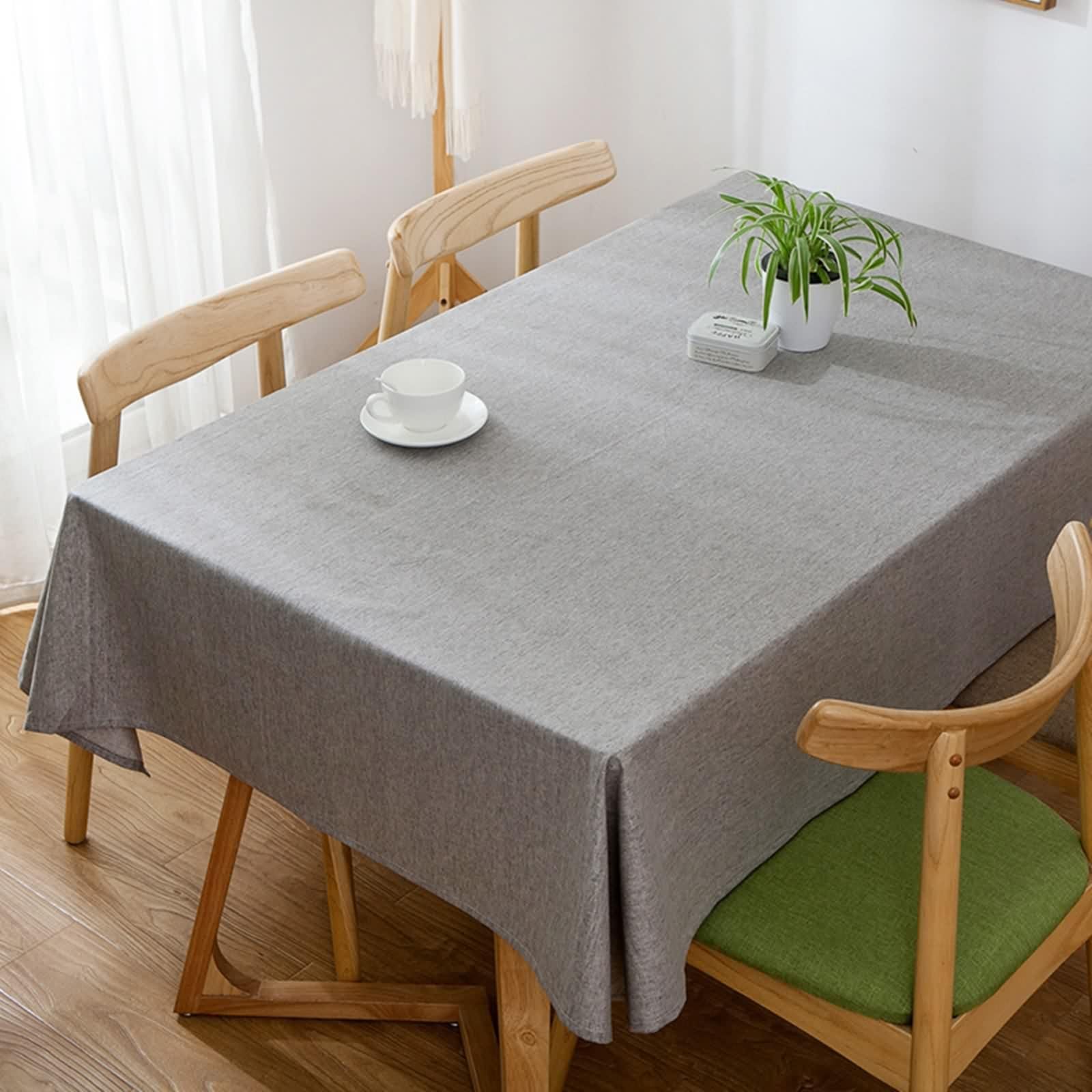 Prostokątny obrus szary, 130 x 220 cm, jednokolorowy, lniany, obrus na stół ogrodowy, do kuchni, jadalni, jako dekoracja stolika kawowego