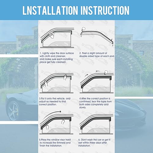 Miniatura 8 de Protectores de lluvia para ventana de montaje exterior, color negro ahumado, deflectores compatibles con 2005-2021 Frontier Crew Cab (4 puertas de