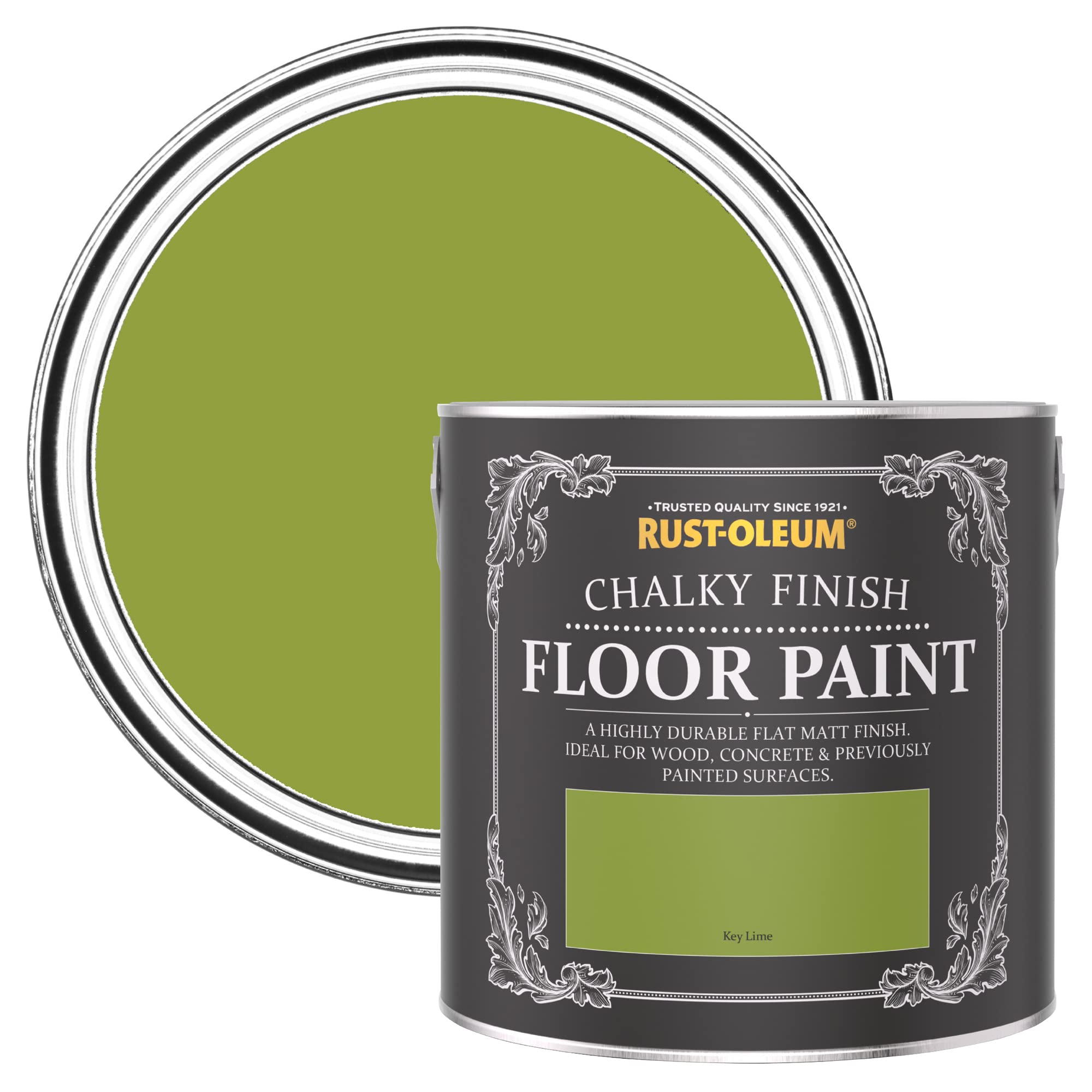 Rust-Oleum Peinture Verte Résistante aux rayures pour Sols, Finition Mate - Citron Vert 2.5L