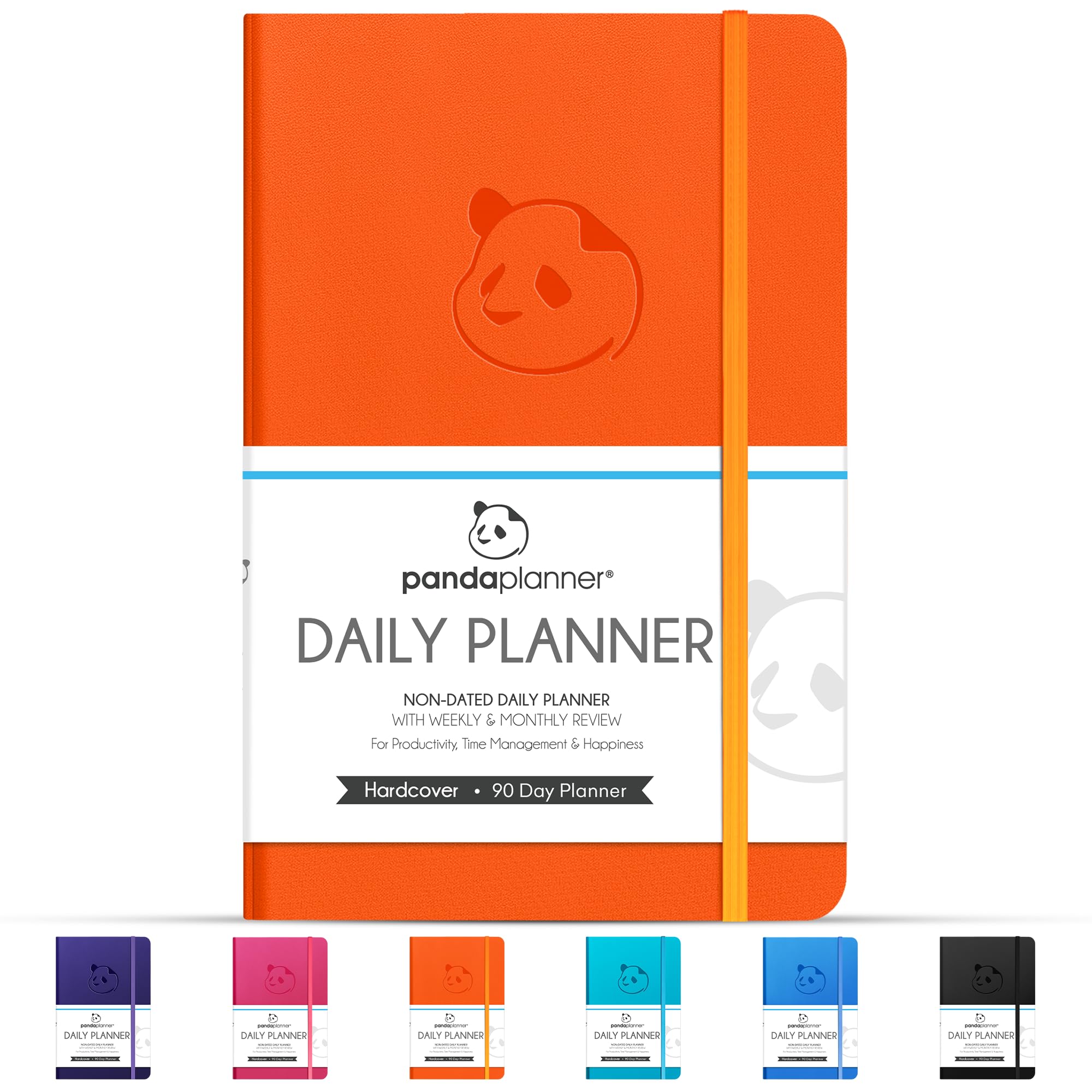 Panda Planner - Daily Planner, Calendar and Gratitude Journal to Increase Productivity, Time Management & Happiness - Hardcover, Undated Day - Quarter Year Planner - Guaranteed (Orange)