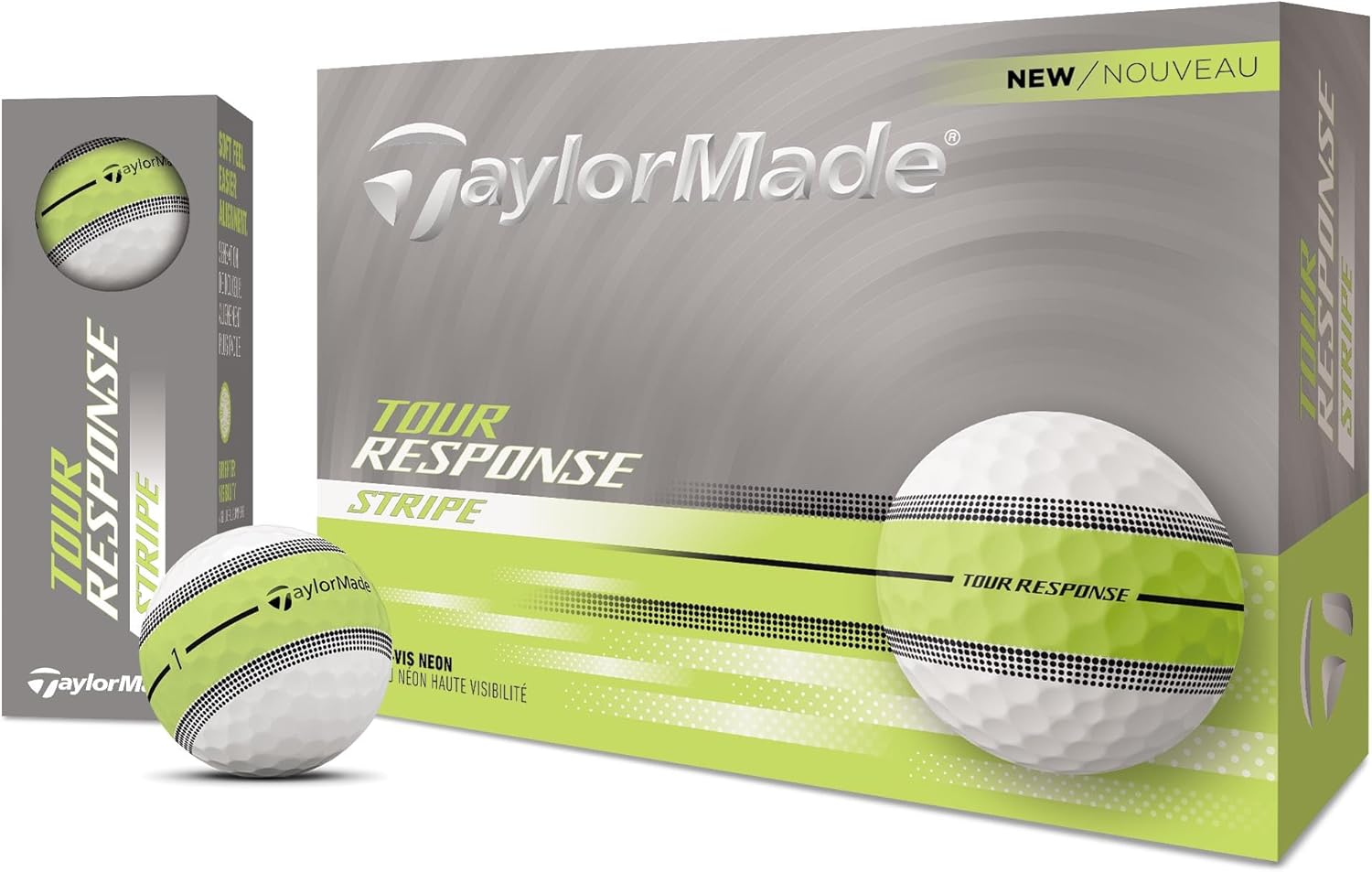 TaylorMade Tour Response Golf Balls, Enhanced 360° ClearPath Alignment, Speed Wrapped Core for Distance and Feel, Pack of 12