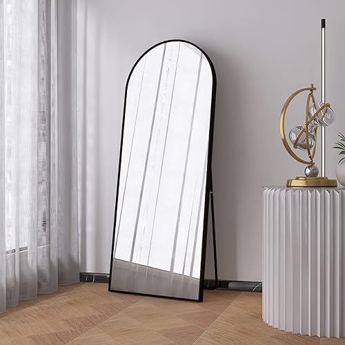 Miniatura 7 de LFT HUIMEI2Y Espejo arqueado de longitud completa, espejo de cuerpo completo de 65 x 23.6 pulgadas con soporte o apoyado contra la pared, espejo con