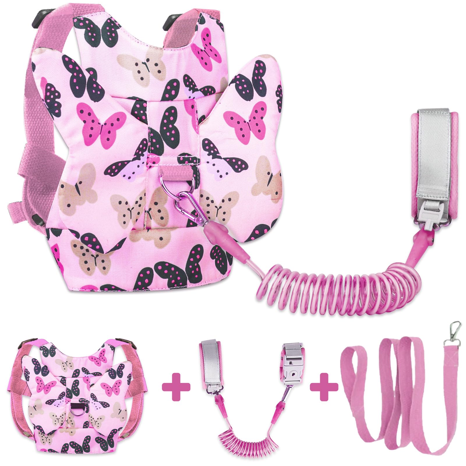 MTOMUYA Toddler Harness with Anti Lost Wrist Link - Baby Safety Leash for Kids for Travel for Crowded Parks, Airports