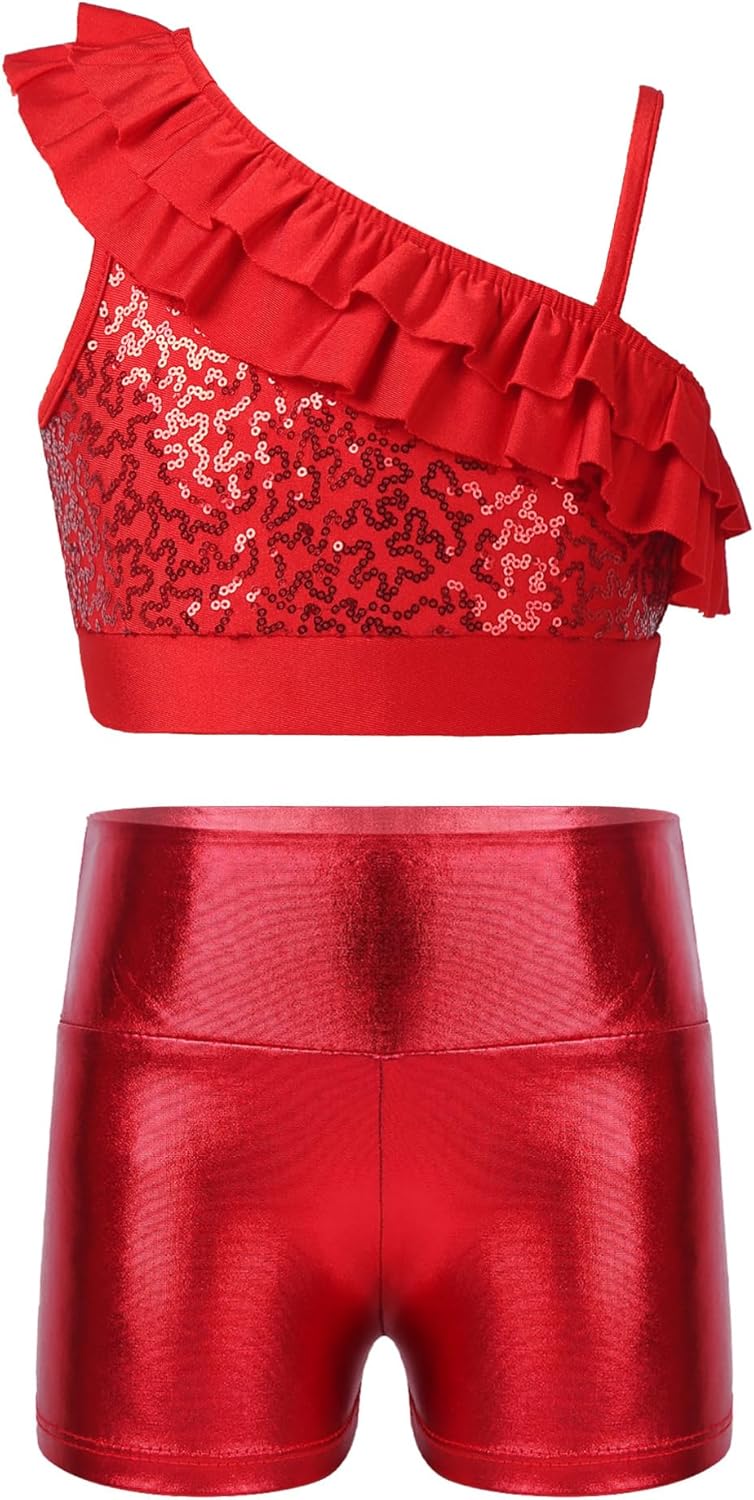 Pantaloncini Lucidi Da Danza Alvivi Per Bambina - Shorts Metallici Elasticizzati, Per Cheerleading, Jazz, Palco, Taglie 2-16 Anni - 2
