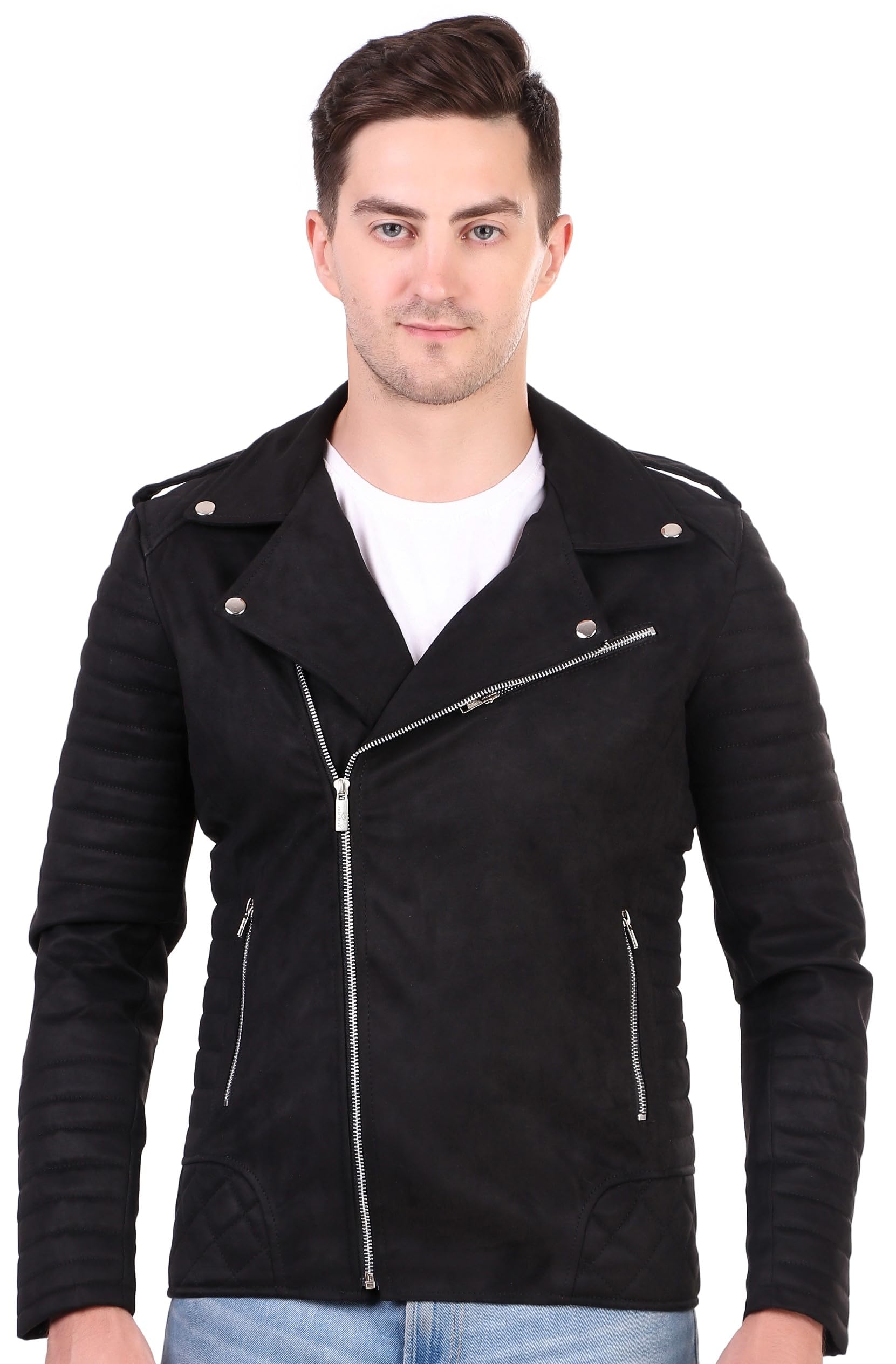 leather retail Men's Suede Faux Leather Jacket-picture-38